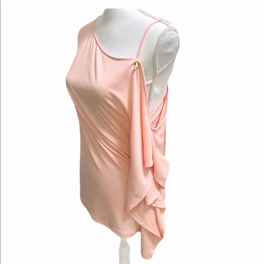 Alex Marie Meghan One Shoulder Ruffle Top Lt Pink NWT Small Asymmetrical Dressy